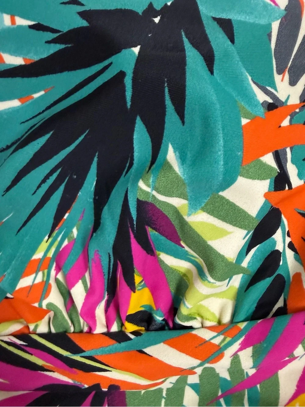 Shade & Shore Tropical Stripe Bikini Detail - Cream with Green, Orange, Black